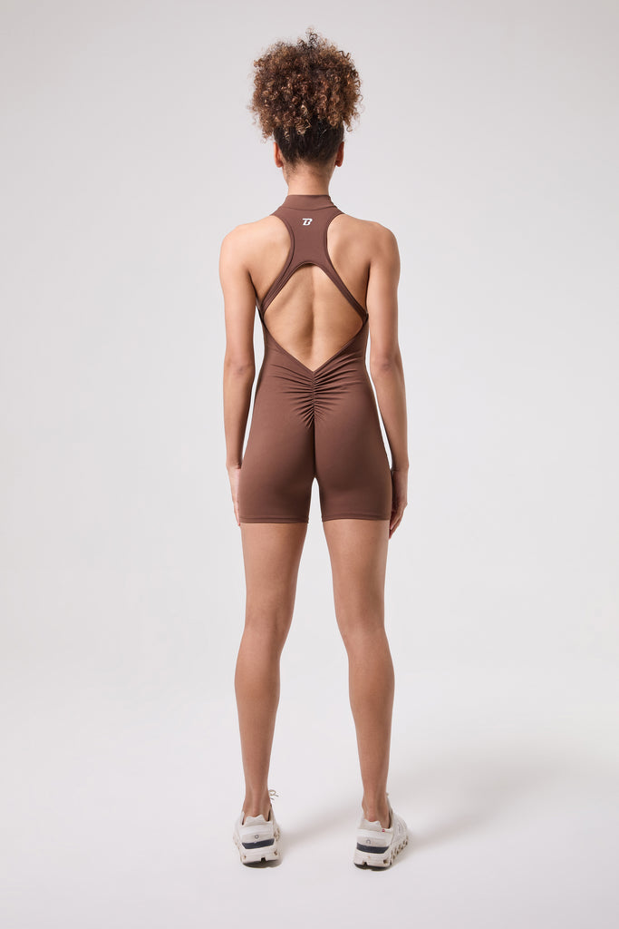 AURA SHORT JUMPSUIT IN BROWN